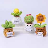 Ornements de jouets de Noël tricotés à la main transfrontaliers Poupée de pommes de terre de tournesol en pot de rose avec une expression amusante en coton