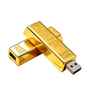 Clé USB en forme de barre d'or brillante, USB 2.0, 1 Go/2 Go/4 Go/8 Go/16 Go/32 Go/64 Go, avec logo personnalisé, cadeau d'entreprise - Product Image 1