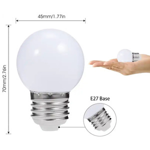 Led Bulb E27 Base 45mm Diameter Rechargeable <b>Battery</b> Powered Indoor Home Lighting <b>Round</b> Shape Dimmable Three Color - Product Image 1