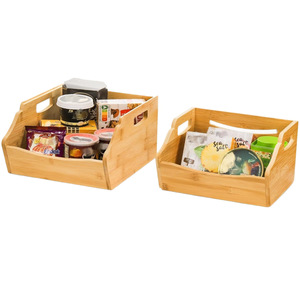 Bamboo Storage Box Double Layer 18L Eco-Friendly Kitchen Vegetable Fruit Organizer Desktop Organizer - Product Image 4