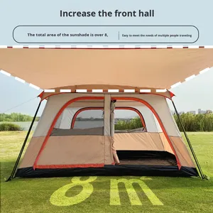 Neues Vier-Jahreszeiten-Doppelschicht-Einzelschlafzimmer-Outdoor-Familien-Campingzelt mit zwei Türen, Foyer, wasserdicht, Sonnenschutz, Stahlrahmen, groß - Product Image 4