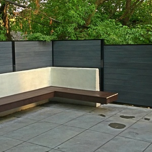 Revêtement mural de jardin personnalisé de 6 pieds avec clôture d'intimité en composite bois-plastique WPC co-extrudé et <span class=keywords><strong>poteau</strong></span> de clôture en aluminium - Product Image 4