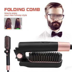 Men's Foldable Electric Straightening <b>Comb</b> Plastic Bristle Beard Straightener Brush for Hotel Use - Product Image 3