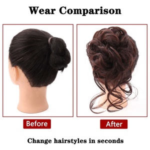Extensions de chignon désordonné synthétiques bouclées pour femmes, élastiques, de haute qualité, 6 pouces, nouveau style, vente en gros, postiches chignon avec élastique - Product Image 3