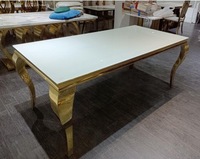 Table de salle à manger moderne de luxe en acier inoxydable pour hôtel, salon, appartement, hôpital - Durable et empilable
