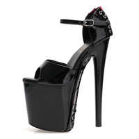 Nouvelles sandales noires à plateforme, à lacets, sexy, pour danseuses exotiques, chaussures de danse, pole dance, talons hauts de 20 cm, mode, boîte de nuit
