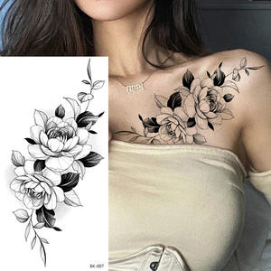 Wholesale Waterproof Temporary Tattoo Sticker Black Flower Rose Cool Makeup Beauty Sexy Body Leg Art for Arm