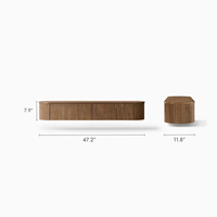 Meuble console mural flottant en bois de noyer, design cannelé, bords arrondis, mobilier moderne, fabricant, vente en gros, OEM