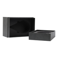 Boîte à parfum noire texturée de luxe avec logo personnalisé, emballage en carton recyclé et insert en mousse EVA pour offrir en cadeau