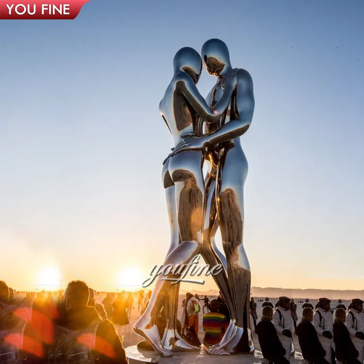 Escultura grande de Metal para parejas, estatua gigante de Metal de acero inoxidable