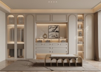 Armoire autoportante crème avec coiffeuse intégrée et éclairage LED, meuble de rangement moderne pour chambre, appartement, centre commercial
