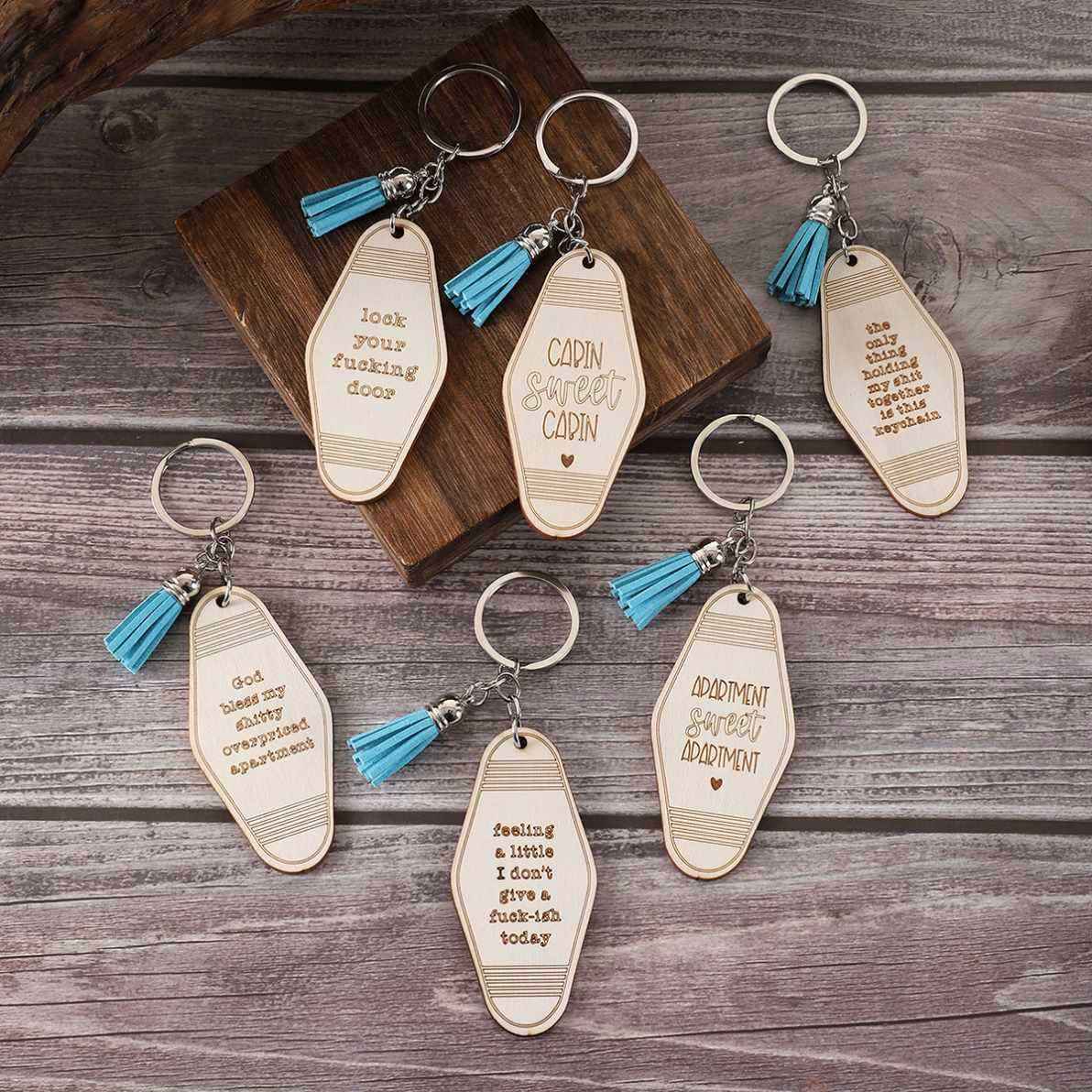 Unique Custom Hotel Wooden Keychain for Engraving Room Wooden