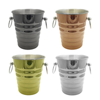 Seau à cocktail en acier inoxydable 304 à double anneau et bord roulé, durable, étanche, capacité 5L, pour fêtes, vin rouge, glaçons, bière