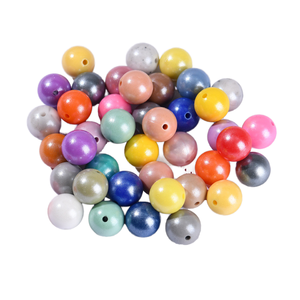 Perles colorées société sans BPA 100 couleurs 15mm perle blanche ronde Silicone perles de dentition à mâcher pour stylo porte-clés faisant des perles - Product Image 1