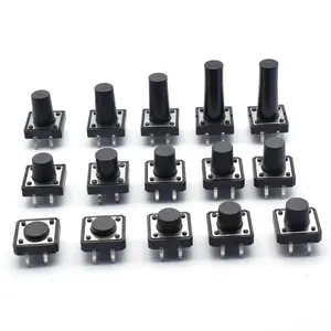 DC 12V 50mA DIP 택트 스위치 12*12 맞춤형 높이 12x12 택타일 스위치 원형 헤드 부드러운 터치감 스위치 제조업체 - Product Image 1