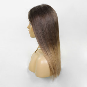 Peluca <span class=keywords><strong>de</strong></span> Cabello Europeo con Frente <span class=keywords><strong>de</strong></span> Encaje HD 9x5, Peluca Judía Kosher, Ombre Marrón a Rubio, Sin Pegamento, Prótesis Craniana, Pelucas Médicas - Product Image 3