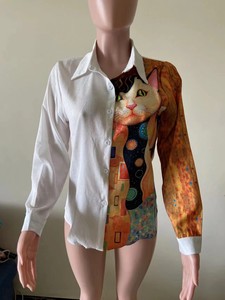 Chemisier élégant pour <span class=keywords><strong>femme</strong></span> à <span class=keywords><strong>col</strong></span> rabattu et manches longues, imprimé floral abstrait, simple boutonnage, coupe ample - Product Image 6