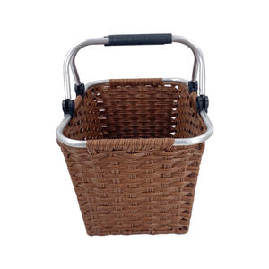 Panier de rangement alimentaire tissé écologique Panier organisateur Panier pique-nique en rotin plastique avec poignée pratique - Product Image 2