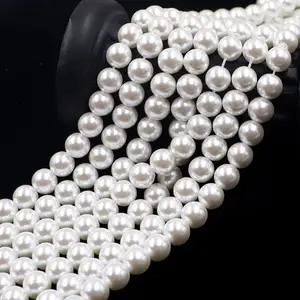 Stock à vendre 8mm perle de verre ronde perle pleine perle blanche pour la fabrication de bijoux