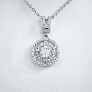 Beautiful Necklace Contained Multiple Round Intersection Melees Inlaid Moissanite Main Stone for Wedding <b>Engagement</b> - Product Image 2