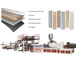 SPC/LVT vinil mesin pembuat lantai | PVC Tile Extruder/lini produksi