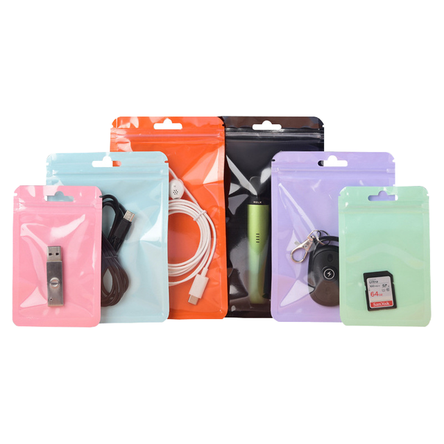 Small Business Reusable Vacuum Bag with Matte Window Flexo Printing Recyclable Storage Packaging for Earphone Accessories