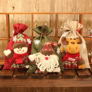 Новый мультяшный Рождественский декоративный поставщик, подарочные пакеты с Санта-Клаусом, лосем, мешковины, мешковины, конфеты, рождественские льняные подарочные пакеты
