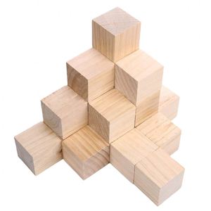 Bloques de Madera sin Acabado para Manualidades y Decoración del Hogar, Cubos de Madera Maciza para Baby Shower, Bloques de Madera en Blanco para Construcción STEM - Product Image 1