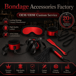 Set Bondage in Pelle Rossa Sexy da 6 Pezzi per Coppie - Include Manette, Cavigliere, Collare, Maschera per Occhi, Paddle, Frusta per BDSM - Product Image 1