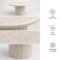 Table à manger moderne en marbre EA, style villa/appartement, piétement en pierre calcaire beige naturel, assemblée, 4 places, écologique, pour salle à manger