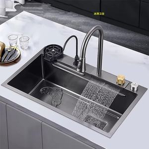 Fregadero de Cocina de Lujo de Acero Inoxidable 304, de un Solo Tazón, con Grifo Nano, Moderno, Inteligente, Multifuncional, con Lavavajillas Cuadrado - Product Image 1