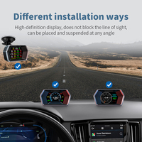 P17 OBD2 + GPS Sistema Dual Medidor Inteligente 3,5 ''LCD Digital HUD Head Display Velocímetro para Coche Turbo Presión Escáner Colocación OBD