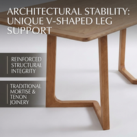 Luxuriöser Esstisch aus Massivem Roteichenholz in Gewerblicher Qualität, E0-Finish, 6-Sitzer, Japandi Minimalistisches Design, Wohnmöbel