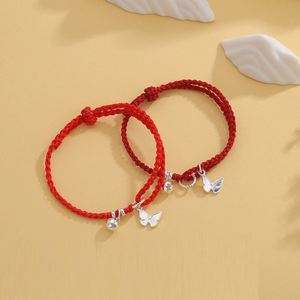 <b>Red</b> Rope Butterfly Charm Pendant Couple <b>Bracelet</b> Creative Bell Charm Bff <b>Bracelet</b> Set Braided Adjustable <b>Bracelet</b> for Sister - Product Image 1