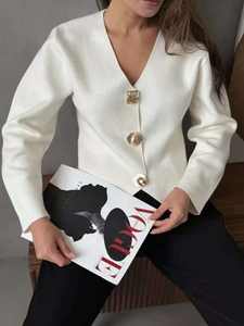 <b>Women's</b> Fall New Arrival Slim-Fit Premium <b>Short</b> Knit <b>Cardigan</b> With Metal Buttons Sweater Fashion - Product Image 6