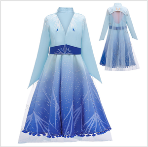 D0120 Nuovi Costumi da Principessa <span class=keywords><strong>Elsa</strong></span> e Anna per Bambine, Vestito Lungo con Maniche Lunghe per Feste in Maschera - Product Image 4