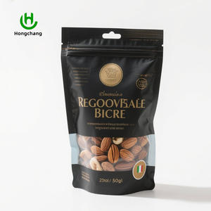 Bolsa de Fondo Plano con Cierre de Cremallera, Color Marrón Oscuro, con Ventana Transparente, Impresión de Logotipo en Dorado Personalizado, para Chocolate y Bocadillos - Product Image 2