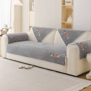 Universale gufi ricamo flanella antiscivolo ispessito copridivano soggiorno caldo flanella divano cuscino bracciolo asciugamano posteriore - Product Image 2