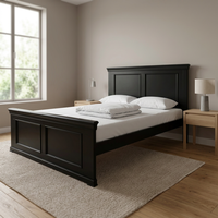 Lit plateforme traditionnel King Size - Cadre durable en pin Radiata et MDF, design traditionnel confortable en noir et blanc élégants