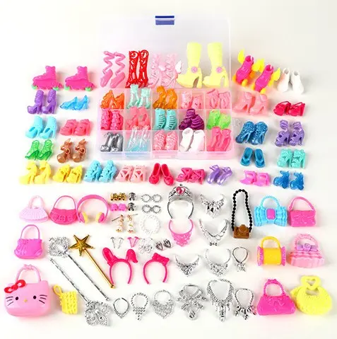 70PCS Fit 11.5 inch Doll Shoes jewelry Furniture Heels Accessories Toys for Girl