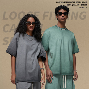 T-shirt Vintage con scollo bianco Batik t-shirt Unisex da uomo estate all'ingrosso personalizzato lavato di alta qualità - Product Image 6