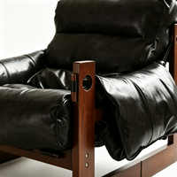 Fauteuil inclinable Tenghang Mid Century Jersey Island, structure en bois massif, canapé individuel en cuir pour salon, chambre à coucher, mobilier de maison