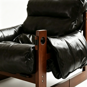 Poltrona Reclinabile Tenghang Mid Century Jersey Island <span class=keywords><strong>con</strong></span> Struttura in Legno Massello e Rivestimento in Pelle, <span class=keywords><strong>Divano</strong></span> Singolo per Soggiorno, Camera da Letto, Arredamento Casa - Product Image 5