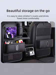 Sac de rangement de luxe en cuir pour dossier de siège de voiture avec fonction de suspension et petite table intégrée, 1 compartiment SN-3120 - Product Image 4
