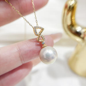 Collar con Colgante de Plata de Ley S925 31460 para Mujer, con Cuentas Redondas de 10-15 mm, Soporte Vacío para Accesorios, 31460, Accesorios para Perlas DIY - Product Image 4