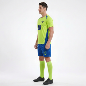 ชุดฟุตบอลชายสีเขียวน้ำเงินเสื้อแขนสั้นกางเกงขาสั้นหมายเลข 10 ระบายอากาศได้ดี แห้งเร็ว ทรงสปอร์ต เหมาะกับทุกฤดูกาล - Product Image 5