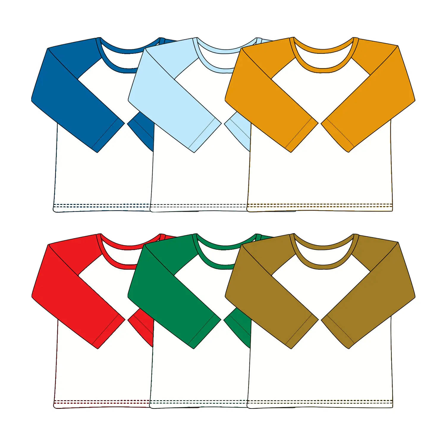 Autumn Winter Wholesale Custom Infant Baby Boys Girls Cotton Long Sleeve Baseball Shirt Raglan Kids T Shirts