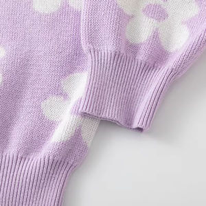 Suéter de Punto para Niñas Estilo Coreano, Cárdigan Infantil para Otoño e Invierno, Suéter de Punto con Cuello Redondo y Estampado Floral - Product Image 5