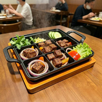Poêle à griller carrée en fonte à 9 compartiments, double poignée, antiadhésive, multifonctionnelle, pour barbecue, steak, utilisation intérieure et extérieure