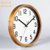 Jam Dinding Kayu Solid dengan Mesin Quartz Senyap untuk Dekorasi Rumah